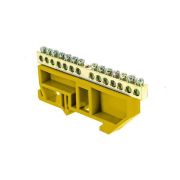 Шина нулевая N 6х9 14 отверстий желт. изолятор на DIN-рейку латунь PROxima EKF sn0-63-14-dz