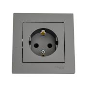 Розетка 1-м СП AtlasDesign 16А IP20 с заземл. защ. шторки в сборе сталь SE ATN000944