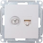 Розетка компьютерная + телевизионная 2-м СП AtlasDesign RJ45 кат.5E + TV механизм жемчуж. SE ATN000489