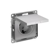 Розетка 1-м СП AtlasDesign 16А IP20 с заземл. защ. шторки с крышкой механизм алюм. SE ATN000346