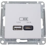 Розетка USB AtlasDesign тип A+C 5В/2.4А 2х5В/1.2А механизм бел. SE ATN000139