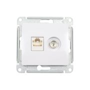 Розетка компьютерная + телевизионная 2-м Glossa RJ45 кат.5E + TV механизм бел. SE GSL000189