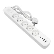 Удлинитель 5х3м IP20 2USB 2.4А+2type-C LUX 1.5кв.мм EKF UBA-LUX-503-TC