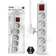 Удлинитель 5х7м с заземл. с выкл. 10А 3х1.5 TOKOV ELECTRIC TKL-C01-BU5-7-1.5-ZV