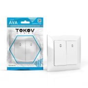 Переключатель проходной 2-кл. СП AVA 10А IP20 в сборе бел. TOKOV ELECTRIC TKL-AV-P2F-C01