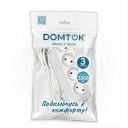 Удлинитель 4х3м без заземл. 10А IP20 2.2кВт ПВС 2х1 бел. DOMTOK 2356