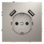 Розетка 1-м СП S70 16А с USB A+A с заземл. защ. шторки механизм кашемир Voltum VLS040403
