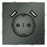 Розетка 1-м СП S70 16А с USB A+A с заземл. защ. шторки механизм титан Voltum VLS040406