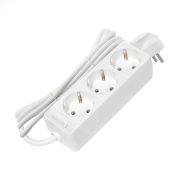 Удлинитель 3х3м с заземл. 10А IP20 2.2кВт ПВС 3х0.75 бел. DOMTOK 2375
