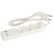 Удлинитель электрический U-3-1.5m-USB-W 3 розетки + 3xUSB A+C 1.5м 10А бел. Эра Б0069075