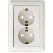 Розетка 2-м СП W59 16А IP20 с заземл. защ. шторки в сборе бел. SE RS16-255-18