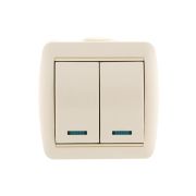 Выключатель 2-кл. ОП Nata 10А IP20 с подсветкой крем. LEZARD 710-0300-112