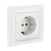 Розетка 1-м СП Минск 16А IP20 с заземл. защ. шторки бел. Basic EKF ERR16-028-100