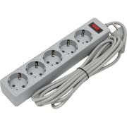 Удлинитель с сетевым фильтром 5х3м с заземл. 10А IP20 2.2кВт ПВС 3х0.75 с выкл. с индикатором сети сер. КОСМОС FKsm3m-5g(G)